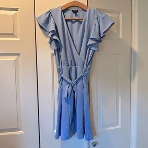Halogen Light Blue Flutter Sleeve Tie Dress